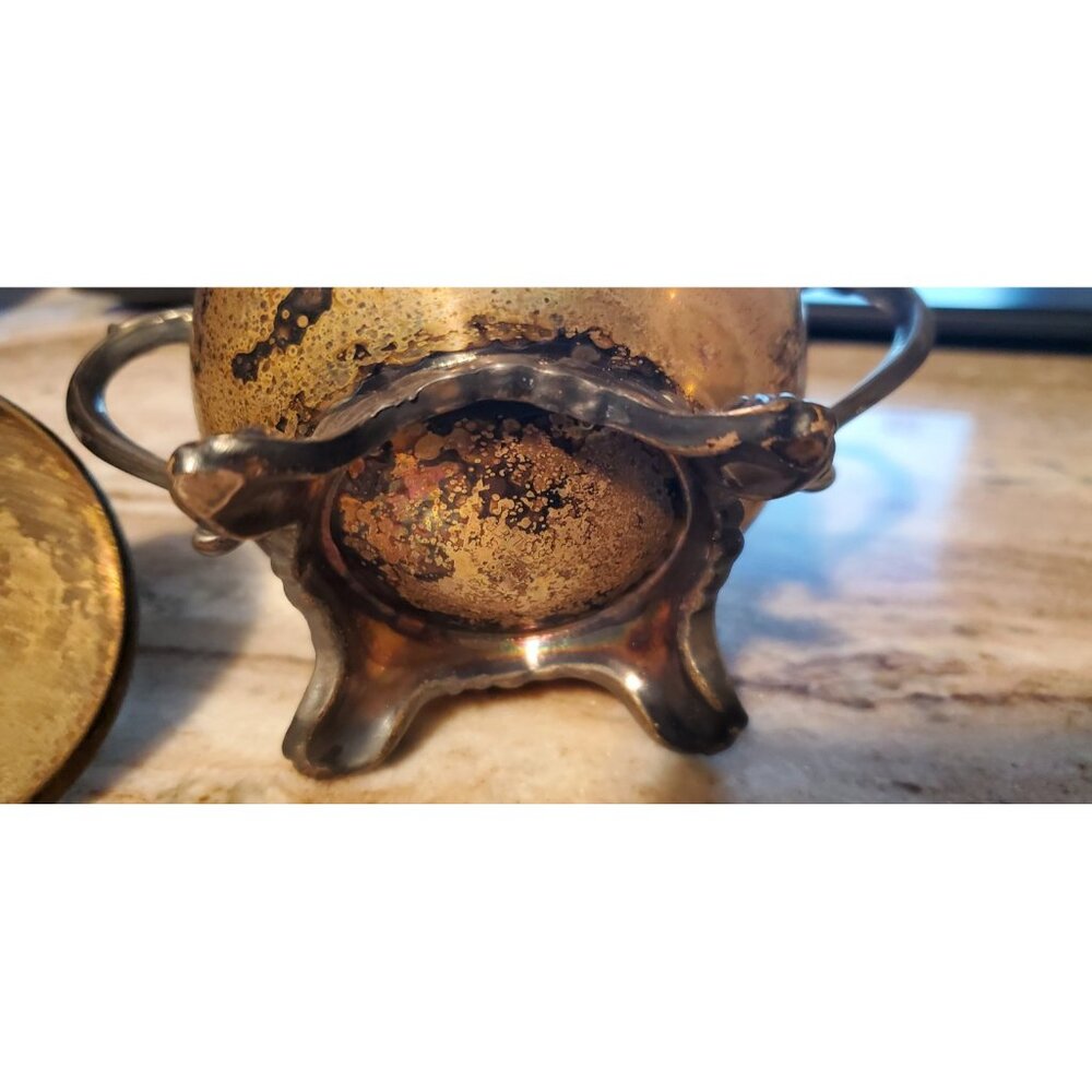 Antique F.B. Rogers Silver Co. 1883 Silverplate Sugar Bowl - Picture 6 of 7